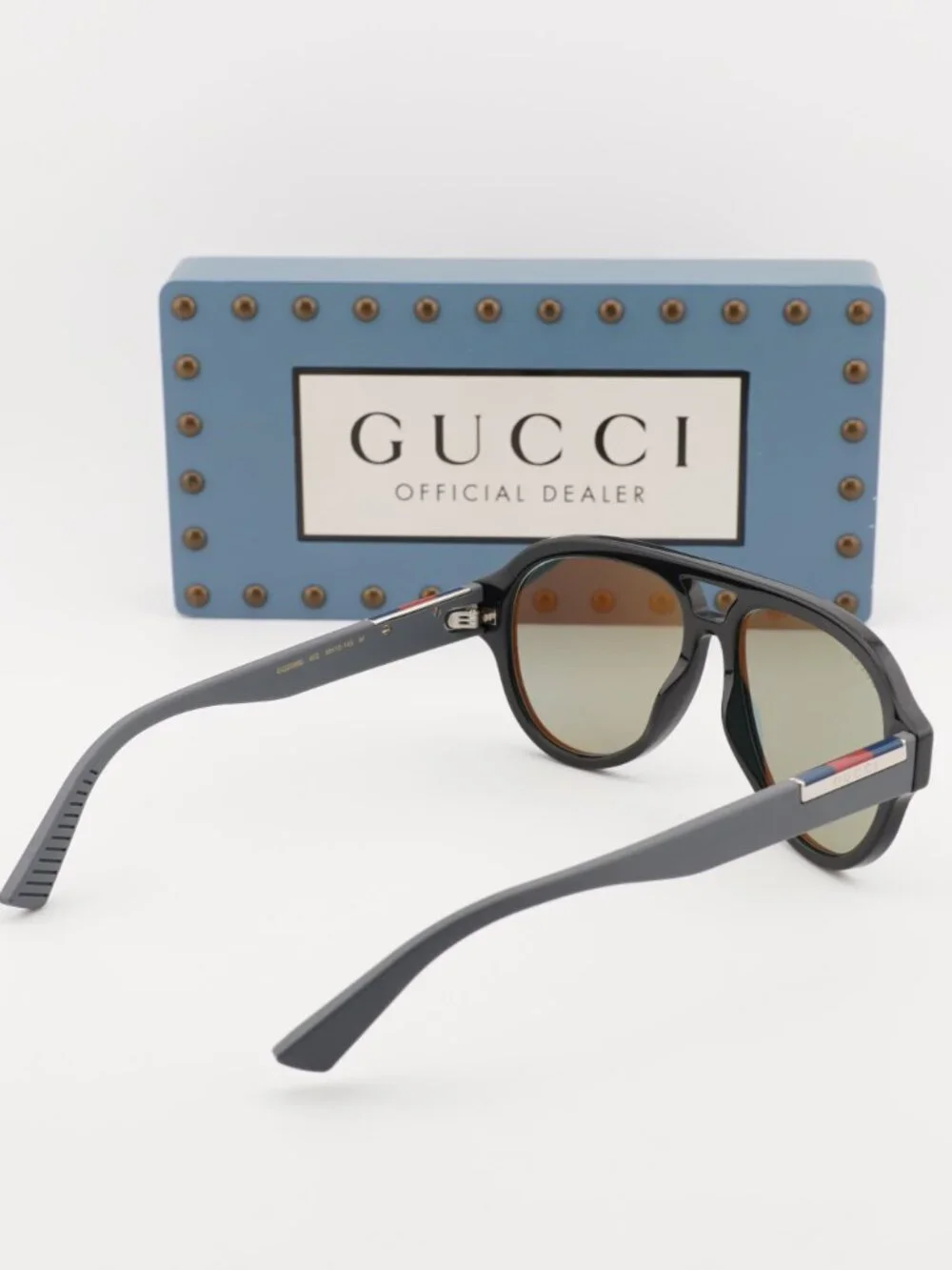 Gucci GG2088S 002 Aviator Sunglasses - Black\Green